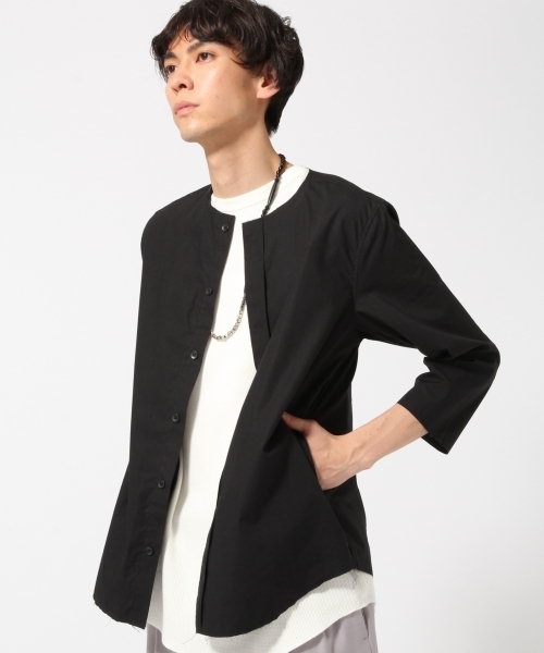 HARE（ハレ）の「カットオフシャツ七分袖(HARE)（シャツ/ブラウス・メンズ・ライトグレー/オフホワイト/ブラック・MEDIUM/SMALL）」の2枚目の写真