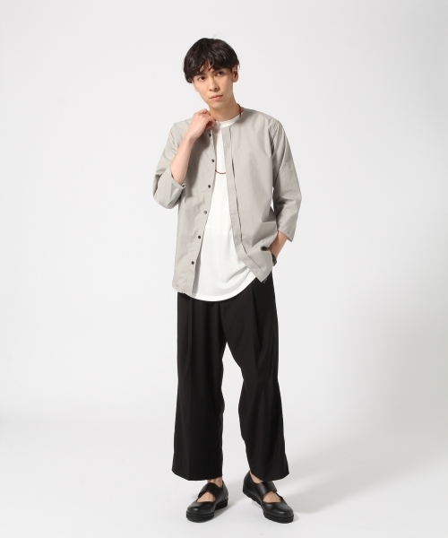 HARE（ハレ）の「カットオフシャツ七分袖(HARE)（シャツ/ブラウス・メンズ・ライトグレー/オフホワイト/ブラック・MEDIUM/SMALL）」の6枚目の写真