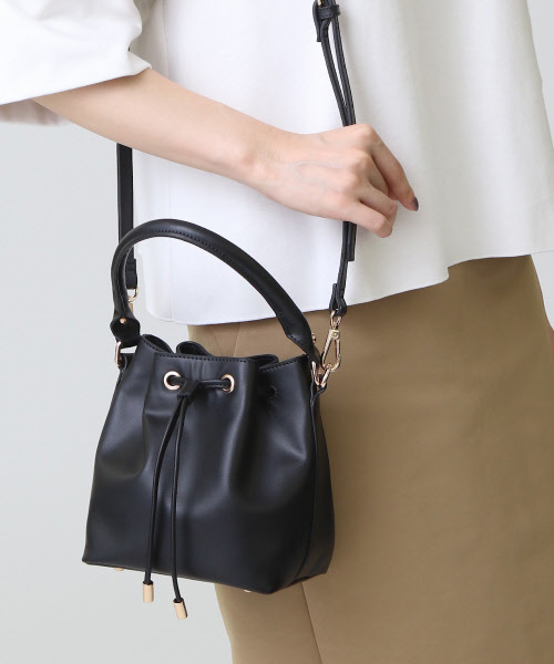 LOWELL things（ロウェル　シングス）の「ドロストリングBAG（ショルダーバッグ・レディース・ライトグレー/ブラック/オレンジ・FREE）」の2枚目の写真