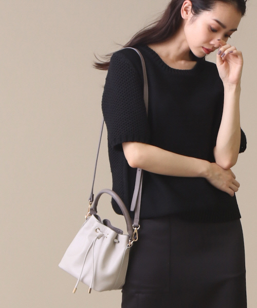 LOWELL things（ロウェル　シングス）の「ドロストリングBAG（ショルダーバッグ・レディース・ライトグレー/ブラック/オレンジ・FREE）」の4枚目の写真