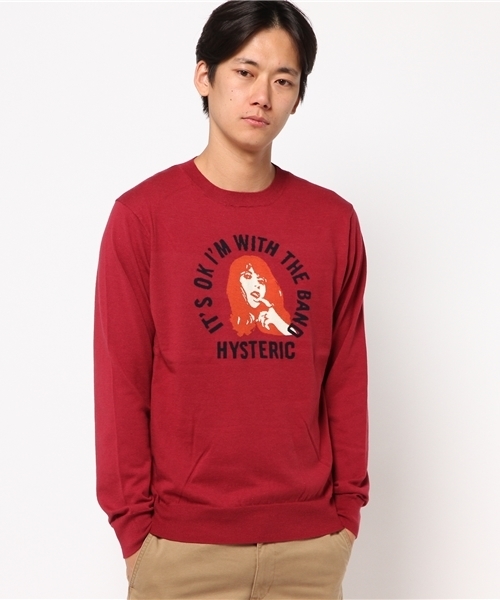 HYSTERIC GLAMOUR(ヒステリックグラマー)の「IT’S OK編込 プルオーバー(ニット/セーター・メンズ・トップグレー/ピンク/ネイビー・LARGE/SMALL/MEDIUM)」の4枚目の写真