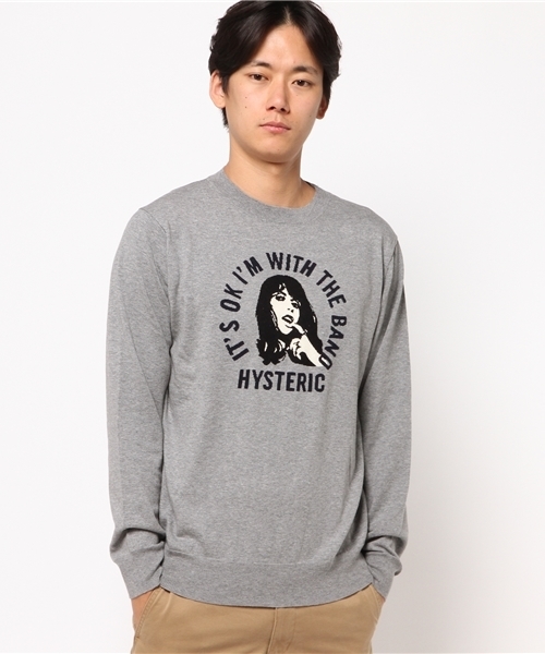 HYSTERIC GLAMOUR(ヒステリックグラマー)の「IT’S OK編込 プルオーバー(ニット/セーター・メンズ・トップグレー/ピンク/ネイビー・LARGE/SMALL/MEDIUM)」の5枚目の写真
