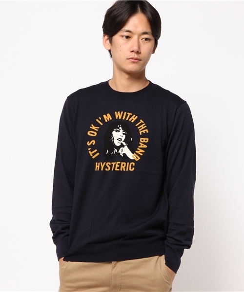 HYSTERIC GLAMOUR(ヒステリックグラマー)の「IT’S OK編込 プルオーバー(ニット/セーター・メンズ・トップグレー/ピンク/ネイビー・LARGE/SMALL/MEDIUM)」の1枚目の写真