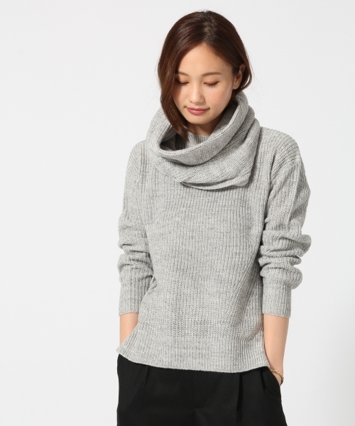 GLOBAL WORK(グローバルワーク)の「【一部店舗限定】7ゲージネック2WAYニットプルオーバー長袖/727599(ニット/セーター・レディース・ホワイト/ネイビー/グレー・MEDIUM/LARGE)」の1枚目の写真