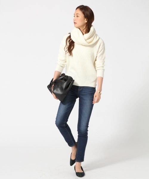 GLOBAL WORK(グローバルワーク)の「【一部店舗限定】7ゲージネック2WAYニットプルオーバー長袖/727599(ニット/セーター・レディース・ホワイト/ネイビー/グレー・MEDIUM/LARGE)」の7枚目の写真