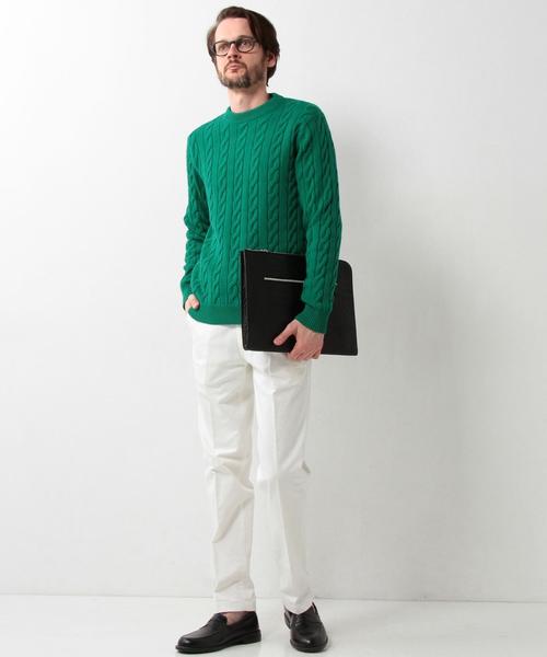 UNITED ARROWS（ユナイテッドアローズ）の「USBS コットン ケーブル クルーネック ニット ◆（ニット/セーター・メンズ・ホワイト/ケリー/ネイビー/ライトブルー/レッド・X-SMALL/SMALL/XX-LARGE/X-LARGE/LARGE/MEDIUM）」の15枚目の写真