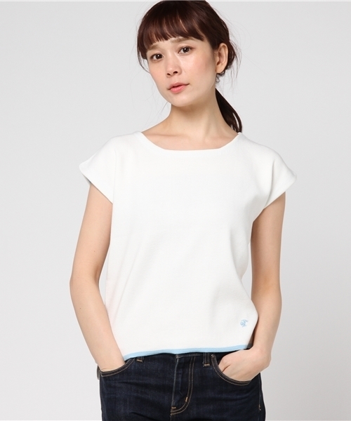 LOVELESS（ラブレス）の「【LOVELESS】WOMENS フレンチスリーブトップス（ニット/セーター・レディース・ネイビー/ホワイト・36/34）」の11枚目の写真