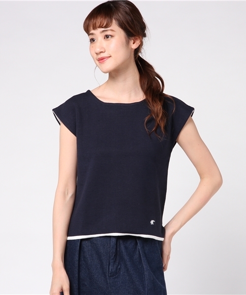 LOVELESS（ラブレス）の「【LOVELESS】WOMENS フレンチスリーブトップス（ニット/セーター・レディース・ネイビー/ホワイト・36/34）」の2枚目の写真