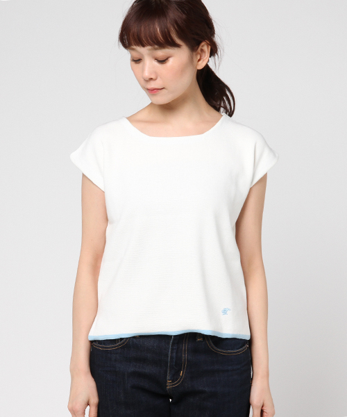 LOVELESS（ラブレス）の「【LOVELESS】WOMENS フレンチスリーブトップス（ニット/セーター・レディース・ネイビー/ホワイト・36/34）」の3枚目の写真