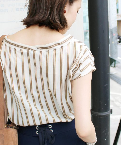 SLOBE IENA（スローブイエナ）の「マルチパターンVネックブラウス◆（シャツ/ブラウス・レディース・ブラック/イエロー/キャメル/ピンク・FREE）」の19枚目の写真