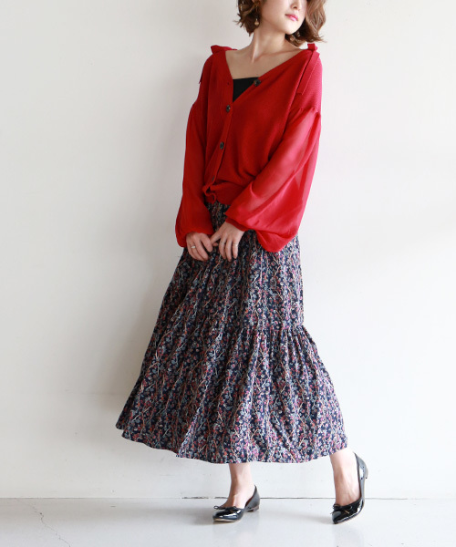 Bou Jeloud（ブージュルード）の「【WEB限定】フルーレットプリント切替ロングスカート（スカート・レディース・オフホワイト/イエロー/ネイビー・38）」の10枚目の写真