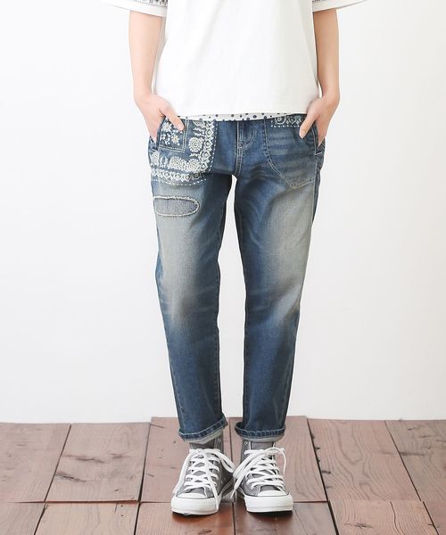 CUBE SUGAR（キューブシュガー）の「抜染プリントデニムパンツ（デニムパンツ・レディース・ブルー系その他/ワンウォッシュ・S/M）」の2枚目の写真
