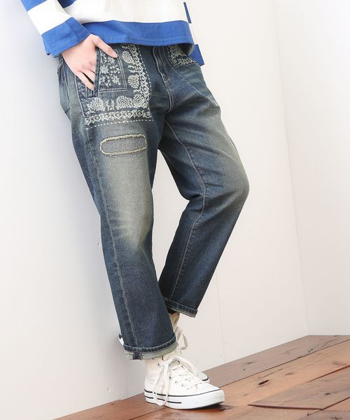 CUBE SUGAR（キューブシュガー）の「抜染プリントデニムパンツ（デニムパンツ・レディース・ブルー系その他/ワンウォッシュ・S/M）」の5枚目の写真