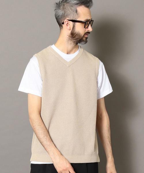 BEAUTY&YOUTH UNITED ARROWS(ビューティーアンドユースユナイテッドアローズ)の「BY ストローコットン アゼ ニット ベスト ◆(ベスト・メンズ・ベージュ/ネイビー・SMALL/MEDIUM/LARGE/X-LARGE)」の3枚目の写真