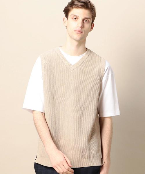 BEAUTY&YOUTH UNITED ARROWS(ビューティーアンドユースユナイテッドアローズ)の「BY ストローコットン アゼ ニット ベスト ◆(ベスト・メンズ・ベージュ/ネイビー・SMALL/MEDIUM/LARGE/X-LARGE)」の5枚目の写真
