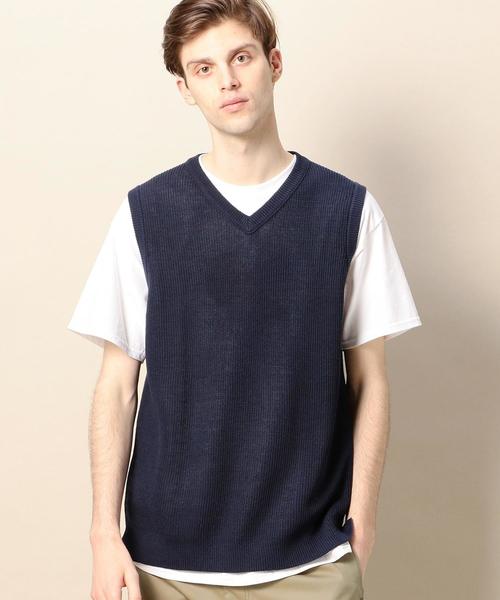 BEAUTY&YOUTH UNITED ARROWS(ビューティーアンドユースユナイテッドアローズ)の「BY ストローコットン アゼ ニット ベスト ◆(ベスト・メンズ・ベージュ/ネイビー・SMALL/MEDIUM/LARGE/X-LARGE)」の6枚目の写真