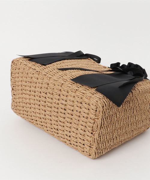 KOBE LETTUCE（コウベレタス）の「グログランリボンフリルデザインカゴバッグ 鞄 カバン かご バスケット レディース[B1145]神戸レタス（ハンドバッグ・レディース・ベージュ/ネイビー/ブラック・FREE）」の5枚目の写真