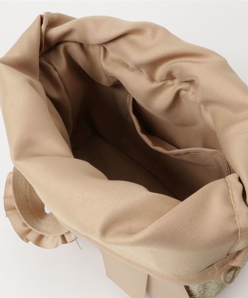 KOBE LETTUCE（コウベレタス）の「グログランリボンフリルデザインカゴバッグ 鞄 カバン かご バスケット レディース[B1145]神戸レタス（ハンドバッグ・レディース・ベージュ/ネイビー/ブラック・FREE）」の7枚目の写真