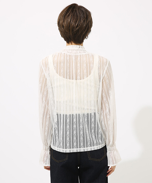 AZUL by moussy（アズールバイマウジー）の「レースハイネックロングスリーブプルオーバー（Tシャツ/カットソー・レディース・ブラック/ブラウン/オフホワイト・SMALL/MEDIUM）」の17枚目の写真