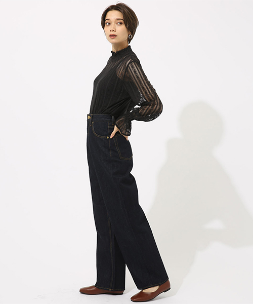 AZUL by moussy（アズールバイマウジー）の「レースハイネックロングスリーブプルオーバー（Tシャツ/カットソー・レディース・ブラック/ブラウン/オフホワイト・SMALL/MEDIUM）」の22枚目の写真