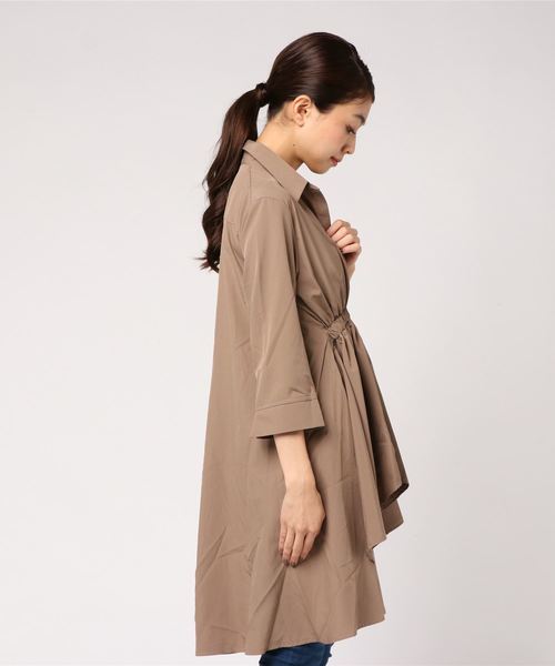 KOBE LETTUCE（コウベレタス）の「イレギュラーヘムドレープシャツチュニック＊レディース/ロングシャツ[C3450]神戸レタス（チュニック・レディース・オフホワイト/カーキ/グレイッシュベージュ・FREE）」の4枚目の写真