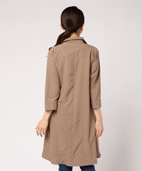 KOBE LETTUCE（コウベレタス）の「イレギュラーヘムドレープシャツチュニック＊レディース/ロングシャツ[C3450]神戸レタス（チュニック・レディース・オフホワイト/カーキ/グレイッシュベージュ・FREE）」の5枚目の写真