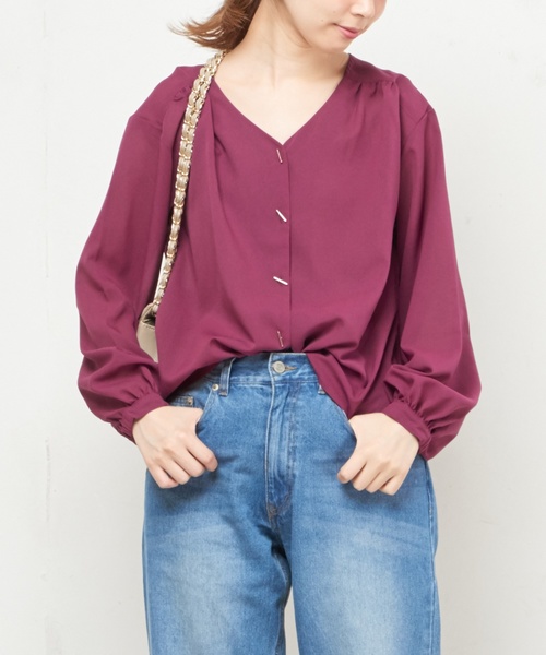 natural couture(ナチュラルクチュール)の「PPいろいろ柄ブラウス(シャツ/ブラウス・レディース・ブラック/パープル/ブラウン/アイボリー/キャメル/レオパード・FREE)」の4枚目の写真