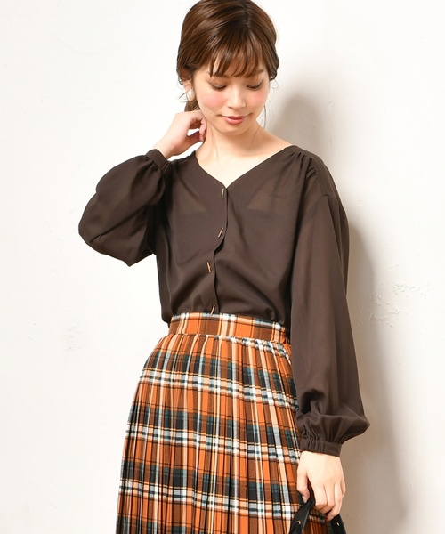 natural couture(ナチュラルクチュール)の「PPいろいろ柄ブラウス(シャツ/ブラウス・レディース・ブラック/パープル/ブラウン/アイボリー/キャメル/レオパード・FREE)」の3枚目の写真