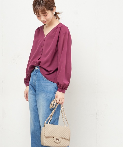 natural couture(ナチュラルクチュール)の「PPいろいろ柄ブラウス(シャツ/ブラウス・レディース・ブラック/パープル/ブラウン/アイボリー/キャメル/レオパード・FREE)」の16枚目の写真