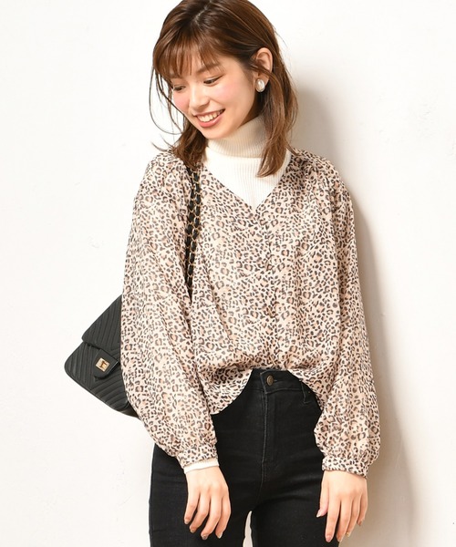 natural couture(ナチュラルクチュール)の「PPいろいろ柄ブラウス(シャツ/ブラウス・レディース・ブラック/パープル/ブラウン/アイボリー/キャメル/レオパード・FREE)」の11枚目の写真