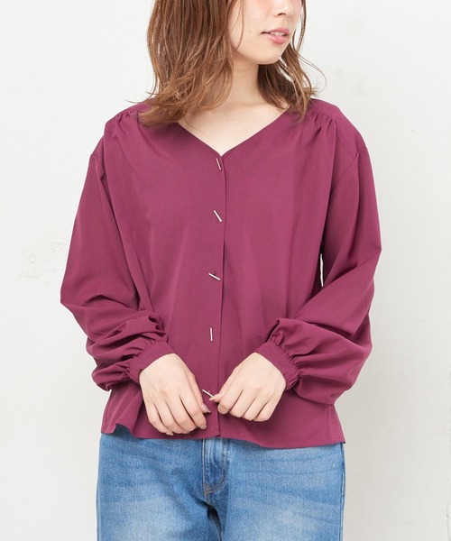 natural couture(ナチュラルクチュール)の「PPいろいろ柄ブラウス(シャツ/ブラウス・レディース・ブラック/パープル/ブラウン/アイボリー/キャメル/レオパード・FREE)」の7枚目の写真