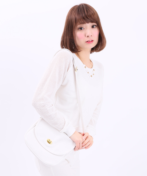 WEGO(ウィゴー)の「WEGO/フェイクレザーポシェット(ショルダーバッグ・レディース・ホワイト/ブラック/ネイビー/レッド・FREE)」の2枚目の写真