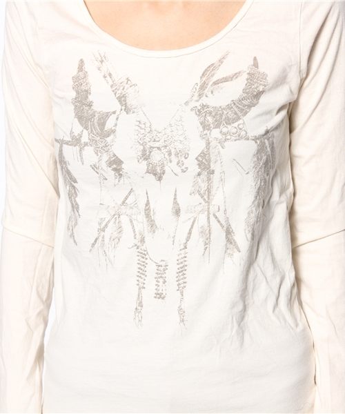 goa(ゴア)の「バッファロープリント長袖Tops(Tシャツ/カットソー・レディース・オフホワイト/ナチュラル・FREE)」の8枚目の写真