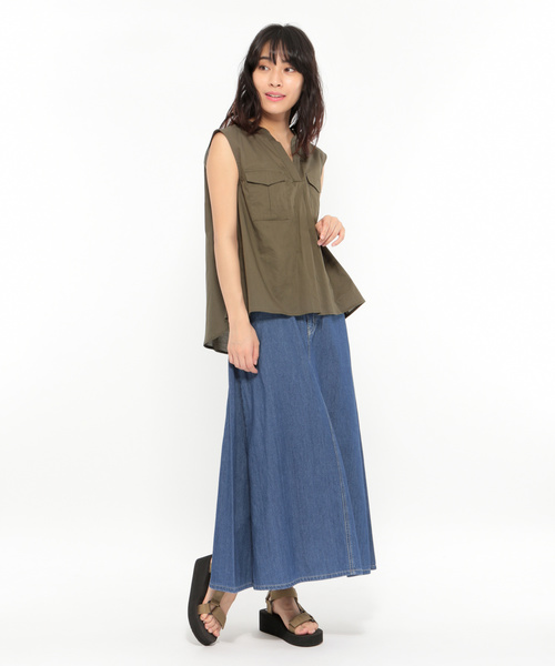 LAKOLE（ラコレ）の「ライトオンスデニムフレアスカート / LAKOLE（デニムスカート・レディース・インディゴブルー/ライトブルー/グレー・SMALL/MEDIUM）」の8枚目の写真