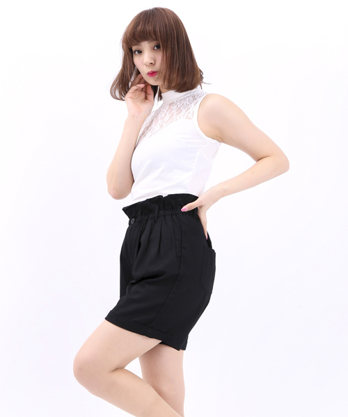 WEGO（ウィゴー）の「WEGO/ハイウエストカラーショーツ（その他パンツ・レディース・ブラック/グリーン/ブルー/レッド・FREE）」の2枚目の写真