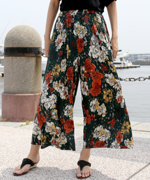 CHARM BERRY TIC | リゾート感満載☆　ビック花柄のプリーツガウチョパンツ(その他パンツ)