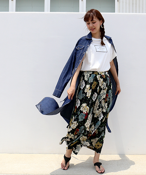 CHARM BERRY TIC（チャームベリーチック）の「花柄プリーツガウチョパンツ（その他パンツ・レディース・グリーン/ブラウン/ブラック・L/M）」の9枚目の写真