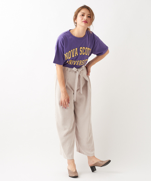 DISCOAT（ディスコート）の「USAコットンカレッジロゴTシャツ（Tシャツ/カットソー・レディース・チャコールグレー/ベージュ/パープル/オフホワイト・FREE）」の20枚目の写真