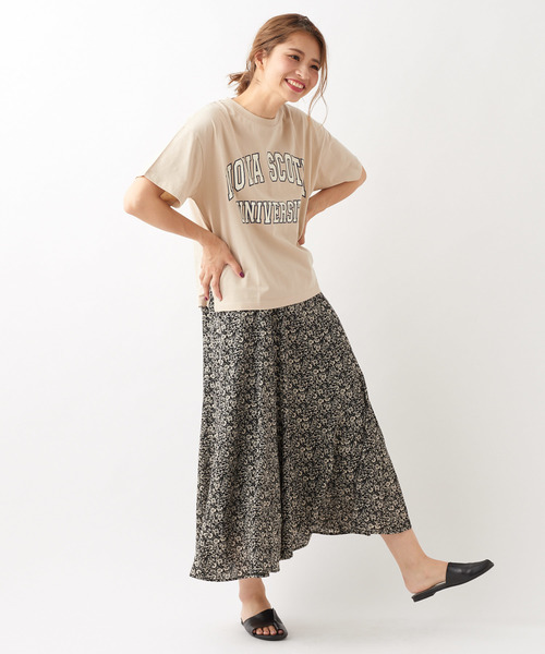 DISCOAT（ディスコート）の「USAコットンカレッジロゴTシャツ（Tシャツ/カットソー・レディース・チャコールグレー/ベージュ/パープル/オフホワイト・FREE）」の12枚目の写真