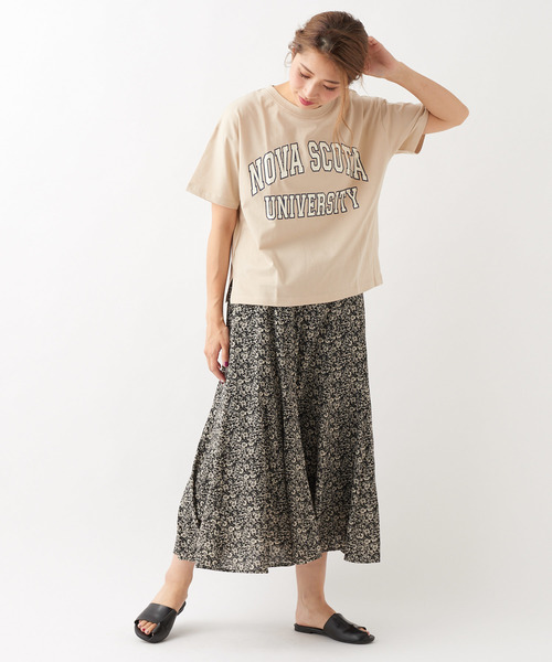 DISCOAT（ディスコート）の「USAコットンカレッジロゴTシャツ（Tシャツ/カットソー・レディース・チャコールグレー/ベージュ/パープル/オフホワイト・FREE）」の8枚目の写真