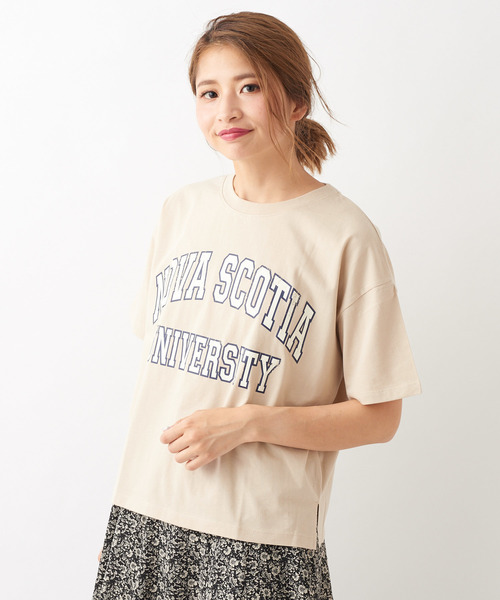 DISCOAT（ディスコート）の「USAコットンカレッジロゴTシャツ（Tシャツ/カットソー・レディース・チャコールグレー/ベージュ/パープル/オフホワイト・FREE）」の17枚目の写真