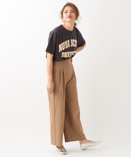 DISCOAT（ディスコート）の「USAコットンカレッジロゴTシャツ（Tシャツ/カットソー・レディース・チャコールグレー/ベージュ/パープル/オフホワイト・FREE）」の19枚目の写真