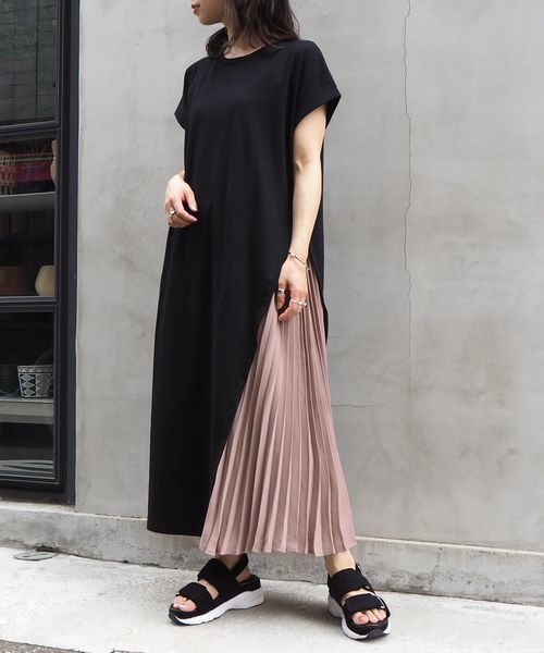 ワンピースプリーツ切り替えロングワンピース ワンピース Tiptop ティップトップ のファッション