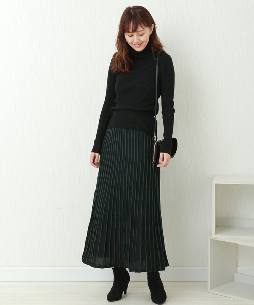 n'ee-ne（ネーネ）の「12Gストライプニットプリーツスカート（スカート・レディース・ブラック/ベージュ/ブラウン・FREE）」の21枚目の写真
