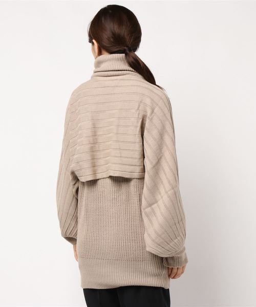 GeeRA(ジーラ)の「レイヤード風ハイネックニットチュニック(ニット/セーター・レディース・ブラック/ベージュ・MEDIUM/LARGE/X-LARGE)」の3枚目の写真