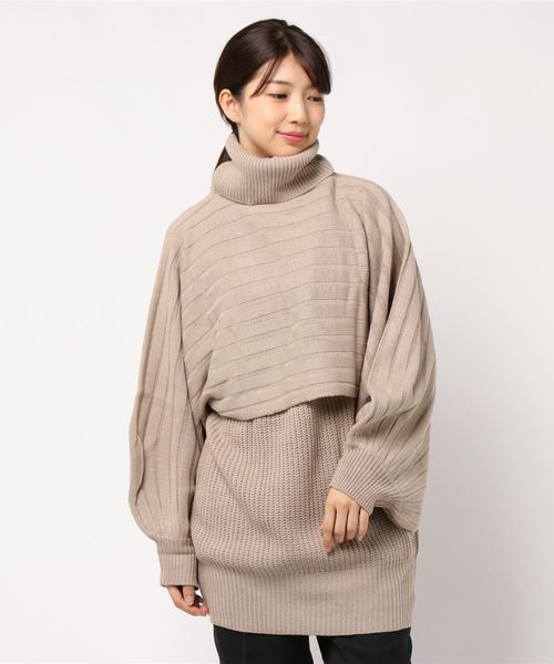 GeeRA(ジーラ)の「レイヤード風ハイネックニットチュニック(ニット/セーター・レディース・ブラック/ベージュ・MEDIUM/LARGE/X-LARGE)」の9枚目の写真