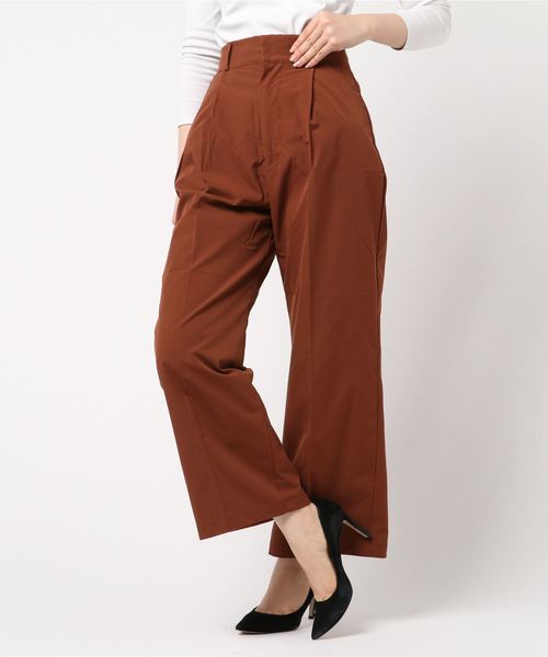 STYLEBLOCK(スタイルブロック)の「シャークスキンハイウエストワイドパンツ(その他パンツ・レディース・ブラック/ベージュ/ブラウン/カーキ・M)」の3枚目の写真