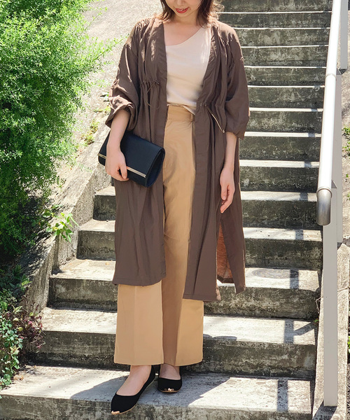 STYLEBLOCK(スタイルブロック)の「シャークスキンハイウエストワイドパンツ(その他パンツ・レディース・ブラック/ベージュ/ブラウン/カーキ・M)」の9枚目の写真