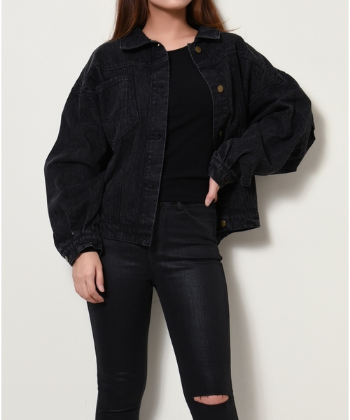 EGOIST(エゴイスト)の「ワイドスリーブデニムジャケット(デニムジャケット・レディース・ブラック/ブルー・FREE)」の9枚目の写真