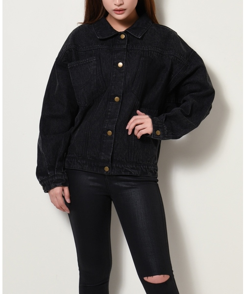 EGOIST(エゴイスト)の「ワイドスリーブデニムジャケット(デニムジャケット・レディース・ブラック/ブルー・FREE)」の12枚目の写真